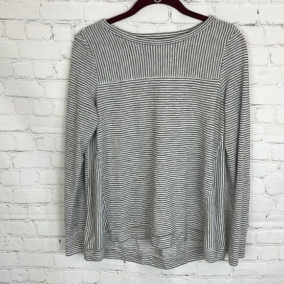 Loft Long Sleeve Striped Sparkle Tee Size Small - Picture 1 of 6